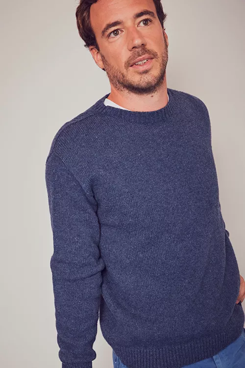 Pull col rond laine recyclée Mael